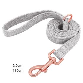 Pet Dog Collar Engraving Anti-Lost Traction Rope Supplies (Option: Warm Grey-Leash No Lettering-S)