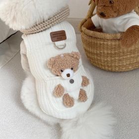 Pet Dog Cotton Vest Clothes With Traction Ring (Option: White-XL)