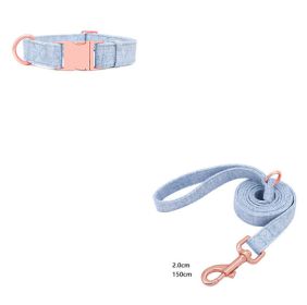 Pet Dog Collar Engraving Anti-Lost Traction Rope Supplies (Option: Beige Blue-Set No Lettering-S)