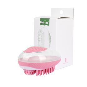 Dog Cat Bath Brush 2-in-1 Pet SPA Massage Comb Soft Silicone Pets Shower Hair Grooming Cmob Dog Cleaning Tool Pet Products (Color: Pink)