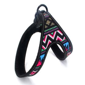 Colorful Printed Oxford Fabric Reflective Pet Harness (Option: Colorful corrugated webbing le-S)