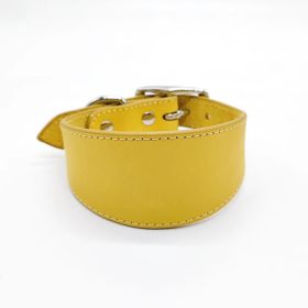 Real Leather Cowhide Pet Collar (Option: Yellow-L)