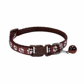 Dog Footprint Printing Applique Bell Collar (Color: Brown)