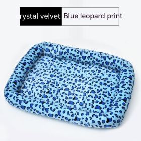 Teddy Bichon Cage Mat Small And Medium Dog Mat TeddyPomeranian Cotton Cushion (Option: Crystal Velvet Blue-M Medium About 54X40CM)