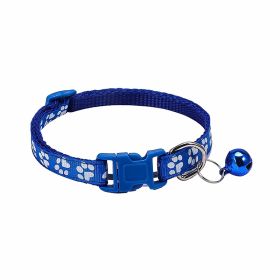 Dog Footprint Printing Applique Bell Collar (Color: Blue)