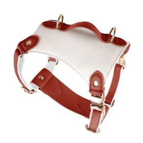 Leather Pet Vest Type Lead Rope Chest Strap (Option: Breast strap orange-L)