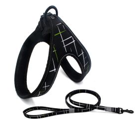 Colorful Printed Oxford Fabric Reflective Pet Harness (Option: Black line traction rope-S)