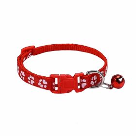 Dog Footprint Printing Applique Bell Collar (Color: Red)