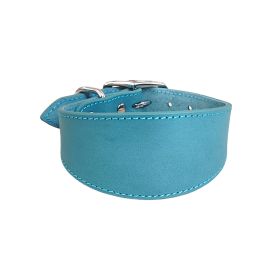 Real Leather Cowhide Pet Collar (Option: Sky Blue-L)