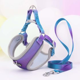 Pet Clothes Hand Holding Rope Out Dog Chest Strap (Option: Blue And Purple-M)