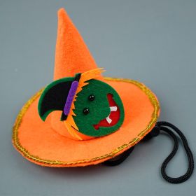 Halloween Pet Hat Non-woven Creative (Option: Pumpkin Color Broom Man)