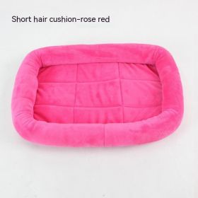 Teddy Bichon Cage Mat Small And Medium Dog Mat TeddyPomeranian Cotton Cushion (Option: Crystal Velvet Rose Red-M Medium About 54X40CM)