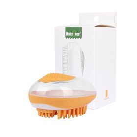 Dog Cat Bath Brush 2-in-1 Pet SPA Massage Comb Soft Silicone Pets Shower Hair Grooming Cmob Dog Cleaning Tool Pet Products (Color: Orange)