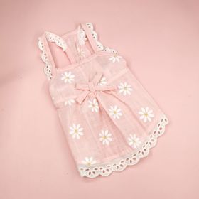 Dog Clothes Lace Skirt Cat Sunflower Printing (Option: Pink-XS)