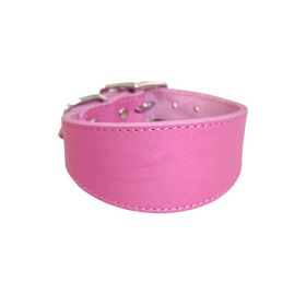 Real Leather Cowhide Pet Collar (Option: Rose Red-L)