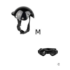 Pet Helmet New Motorcycle Helmet Dog Cat Accessories Pet Toy Hat Headwear (Option: M-Black Set)