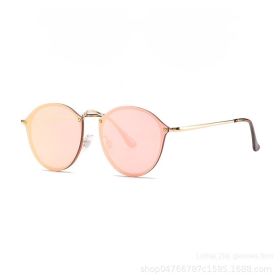 Fashion Trend Sunglasses Colorful Versatile Simple Sunglasses Cross border Cycling Network Red Glasses (colour: Gold frame powder film)