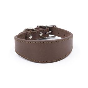 Real Leather Cowhide Pet Collar (Option: Brown-L)