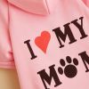 Pet Hoodie For Small & Medium Dogs; I Love My Mom Dog Hoodie Cat Shirts; Cute Pet Apparel