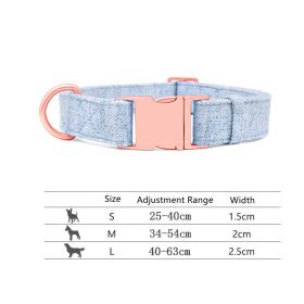 Pet Dog Collar Engraving Anti-Lost Traction Rope Supplies (Option: Beige Blue-Collar No Lettering-S)