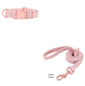 Pet Dog Collar Engraving Anti-Lost Traction Rope Supplies (Option: Fragrant Pink-Set No Lettering-S)