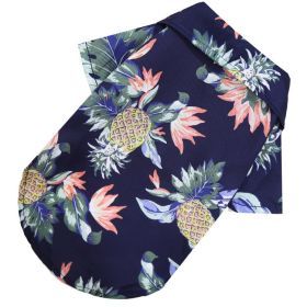 Small And Medium Dogs Beach Pineapple Shirt Hawaiian Pet Dog Cat Golden Retriever Spring And Summer Four Seasons Clothes (Option: Pineapple Shirt Navy Blue-M)