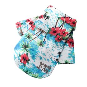 Small And Medium Dogs Beach Pineapple Shirt Hawaiian Pet Dog Cat Golden Retriever Spring And Summer Four Seasons Clothes (Option: Shirt Island Style Lake Blue-L)