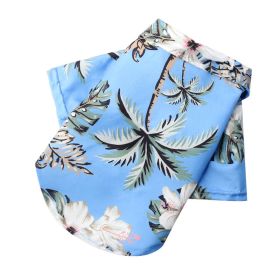 Small And Medium Dogs Beach Pineapple Shirt Hawaiian Pet Dog Cat Golden Retriever Spring And Summer Four Seasons Clothes (Option: Coconut Tree Shirt Sky Blue-L)