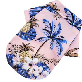 Small And Medium Dogs Beach Pineapple Shirt Hawaiian Pet Dog Cat Golden Retriever Spring And Summer Four Seasons Clothes (Option: Coconut Shirt Pink-L)