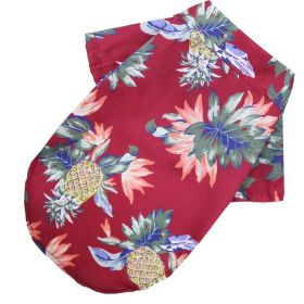 Small And Medium Dogs Beach Pineapple Shirt Hawaiian Pet Dog Cat Golden Retriever Spring And Summer Four Seasons Clothes (Option: Pineapple Shirt Wine Red-L)