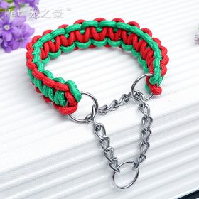 Woven Pet Collar Dog Bandana (Option: Red Green-M)